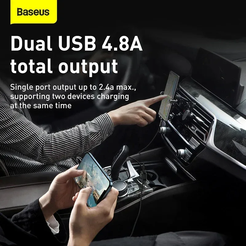 Baseus Car Charger Grain Pro to Grain Pro Dual USB 4.8A BA.CCALLP-01.BK — image 2
