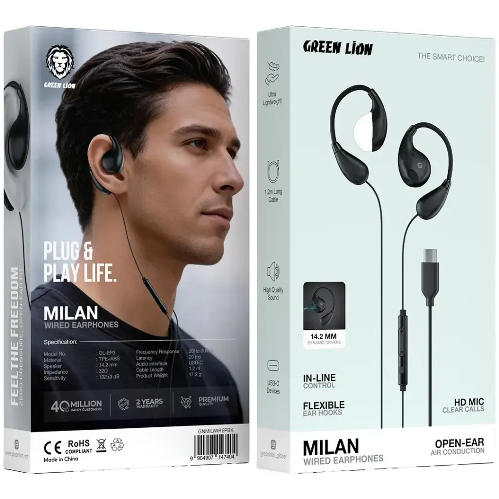 Green Lion Milan Wired Type-C Earphones GL-EP3 – High Quality Stereo Sound — image 3