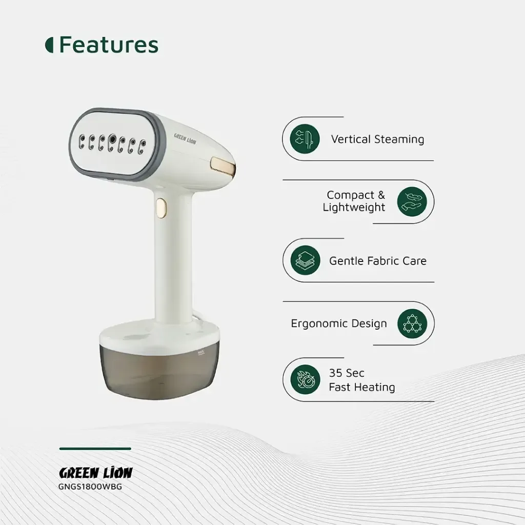 Green Lion Steam 1800W Garment Steamer – Powerful Wrinkle Removal Solution — image 3