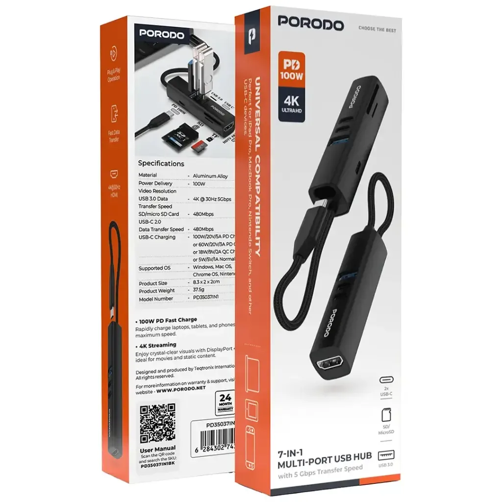 Prodo 7 In 1 Multi Port USB Hub PD35037IN1 - Usb Hub — image 3