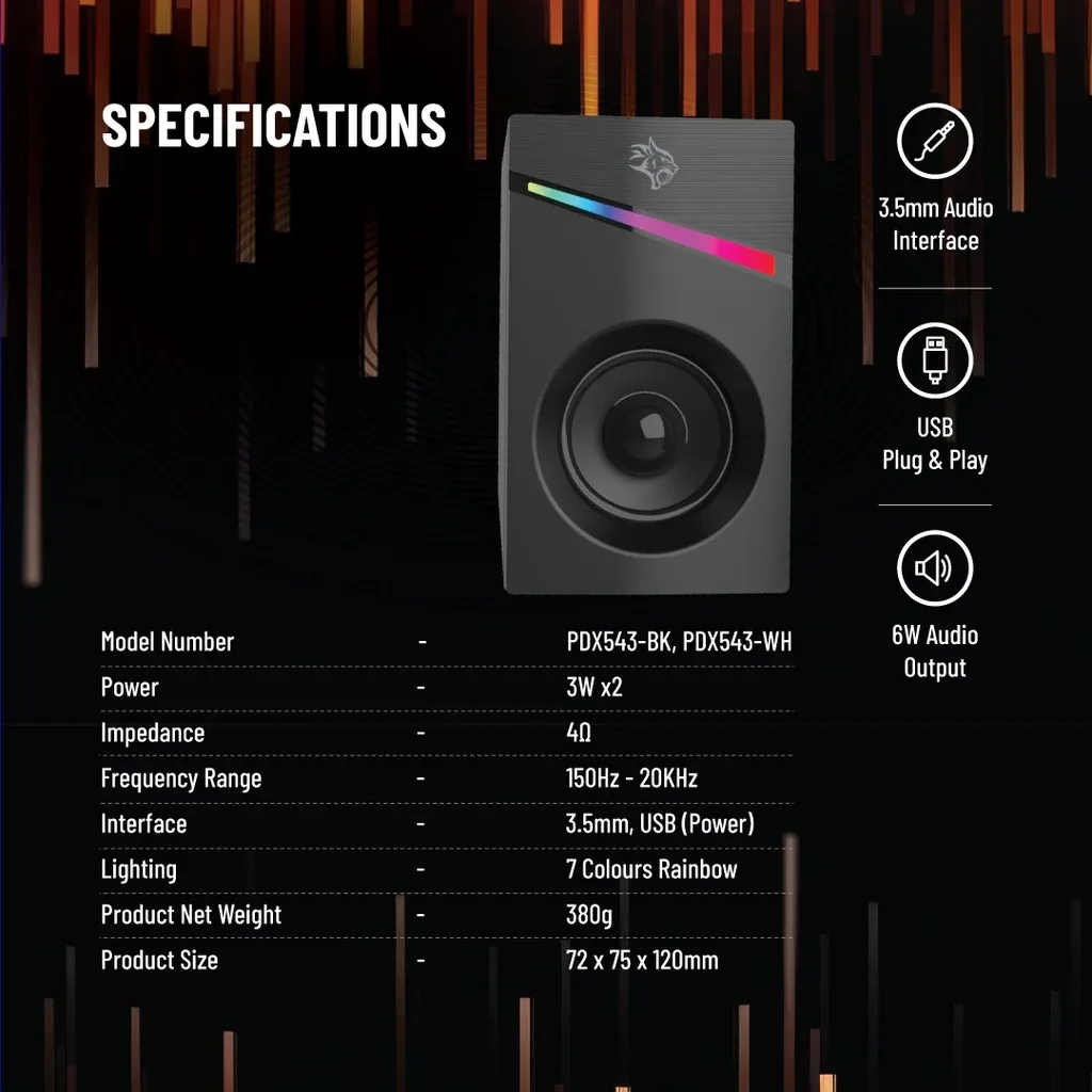 Porodo Stereo Gaming Speakers PDX543 - Powerful Speaker — image 2