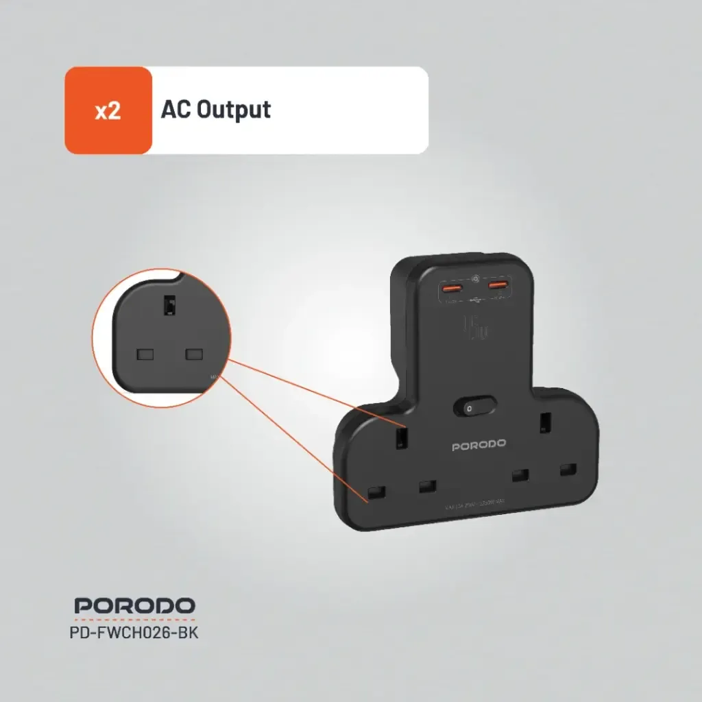 Prodo MULTI-PORT Wall Socket FWC026 PD-FWCH026-BK - Official Wall Socket — image 2