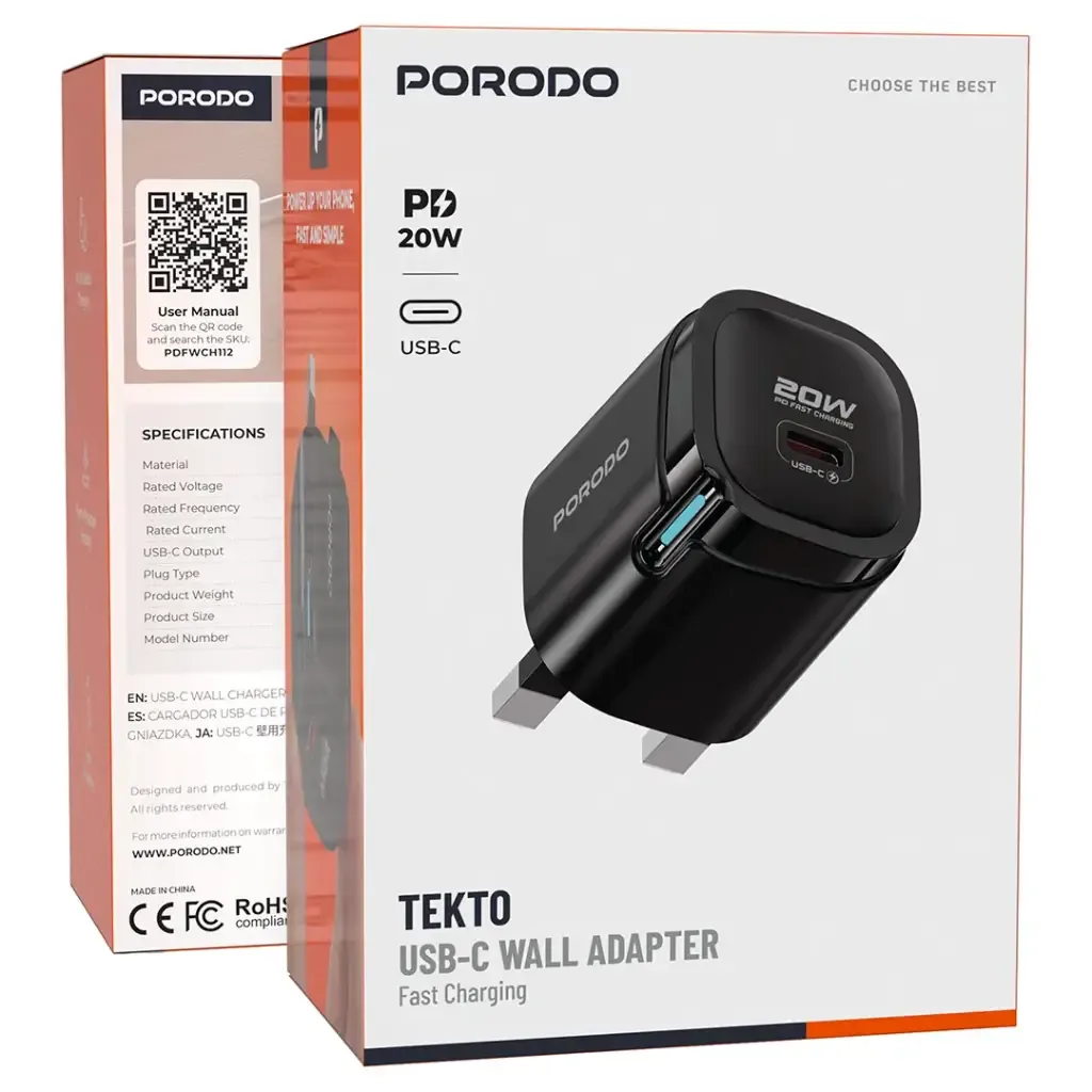 Prodo Tekto USB-C Wall Adapter 20W  PDFWCH112CC - Official Wall Adapter — image 4