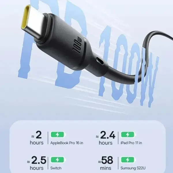 BASEUS 100W Silky Fast USB-A to USB-C Cable 1M BA.P10377703113-00.BK - Genuine Fast Charging Cable — image 4