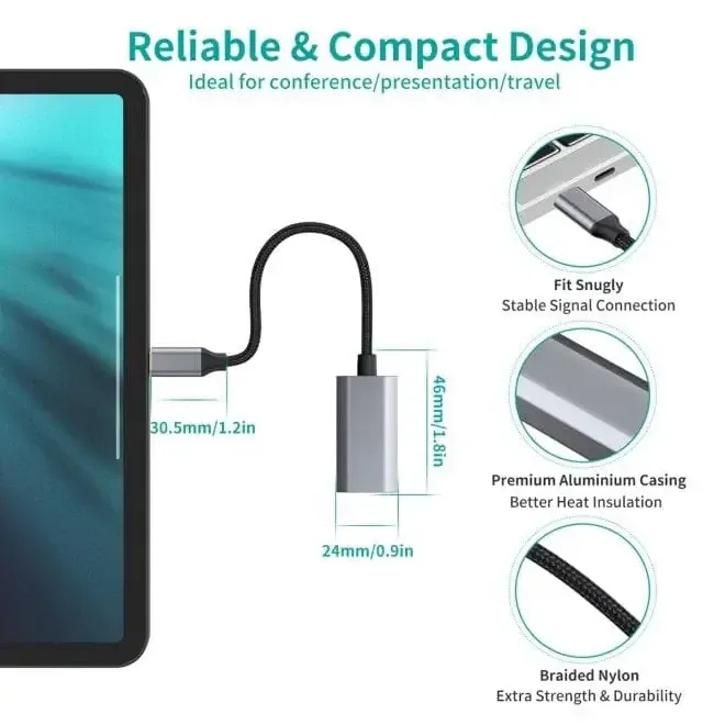 CHOETECH USB-C to HDMI Adapter H17 Black HUB-H17 - 4K Ultra HD Display Converter — image 2