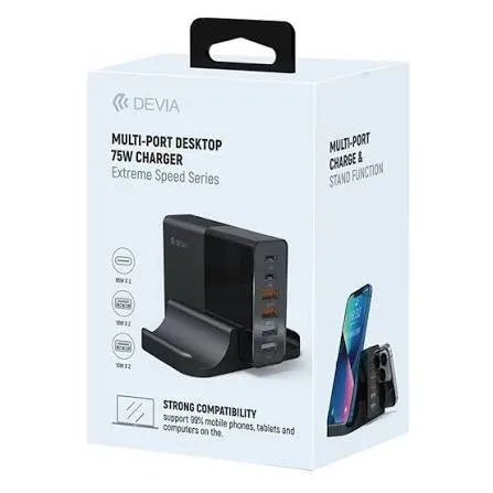 Devia Multi Port Desktop 75W Charger Powerful Fast Charging — image 3