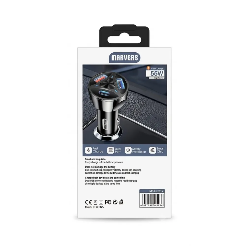Marvers 3-Port Car Charger USB-C & QC3.0 C83 — image 2