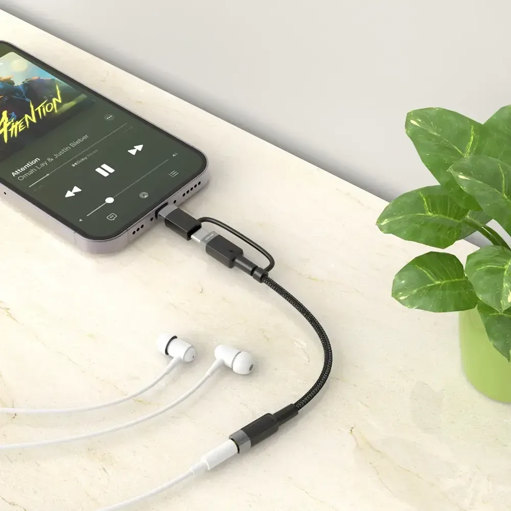 Green Lion 2 in 1 Audio Cable 12cm (USB-C & Lightning to 3.5mm Jack) — image 3