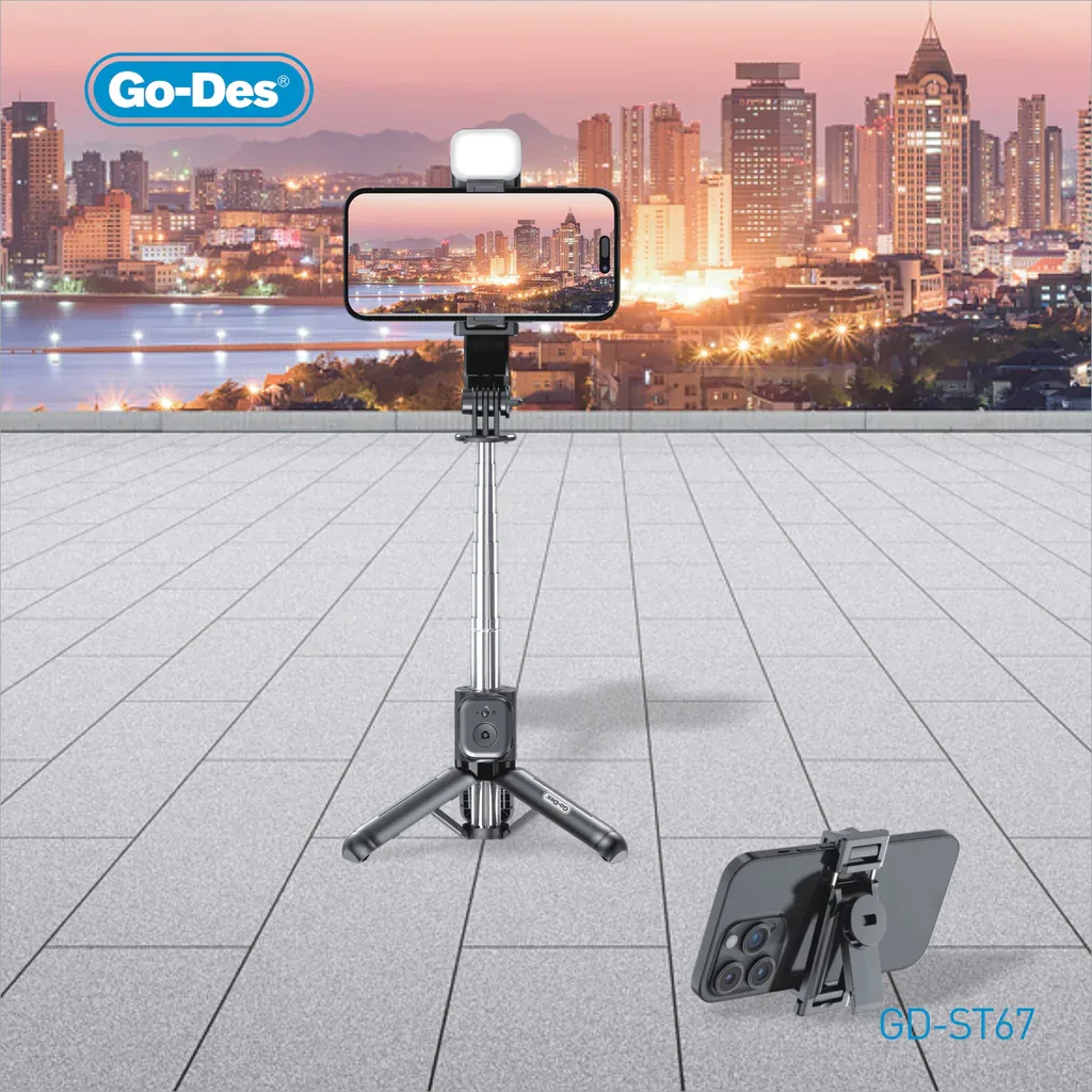 GO DES Selfie Stick Fill In Light ST67 – Professional Bluetooth Selfie Tripod — image 3