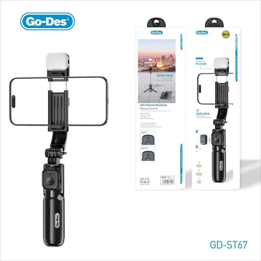 GO DES Selfie Stick Fill In Light ST67 – Professional Bluetooth Selfie Tripod — image 2