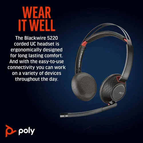 Poly Blackwire 5220 USB-C Headset with USB-C to USB-A Adapter (8X231AA) — image 2
