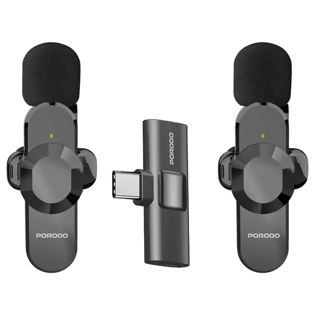 Porodo Audix Pro Lavalier Dual Microphone USB-C with Lightning Converter — image 2