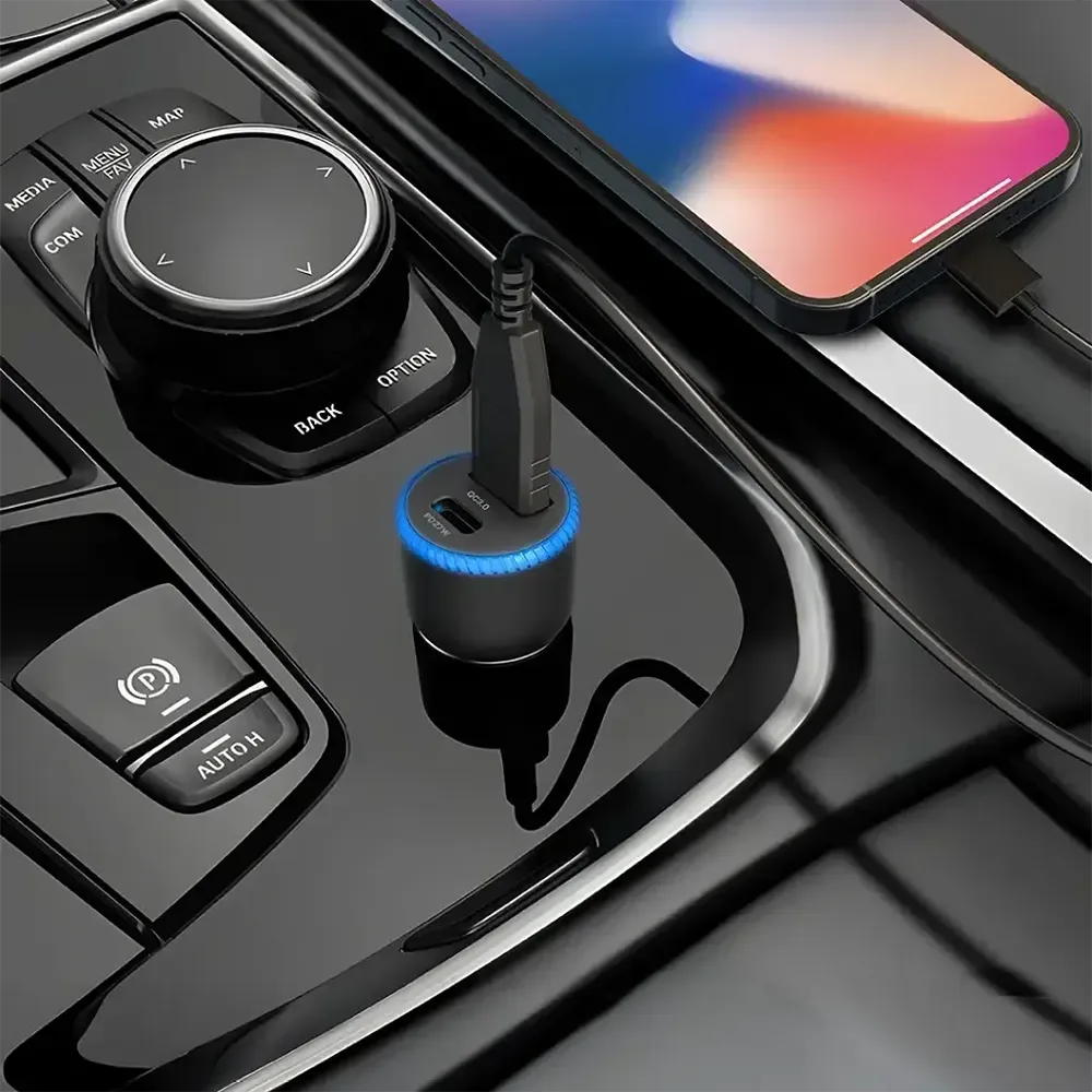 Porodo Blue Graz 45W Dual USB Car Charger with Indicator Light - Black — image 3