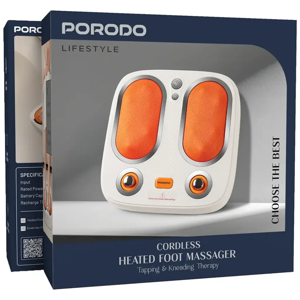 PORODO Cordless Heated Foot Massager PDLFSTZMF026WH – Professional Tapping & Kneading Therapy — image 3