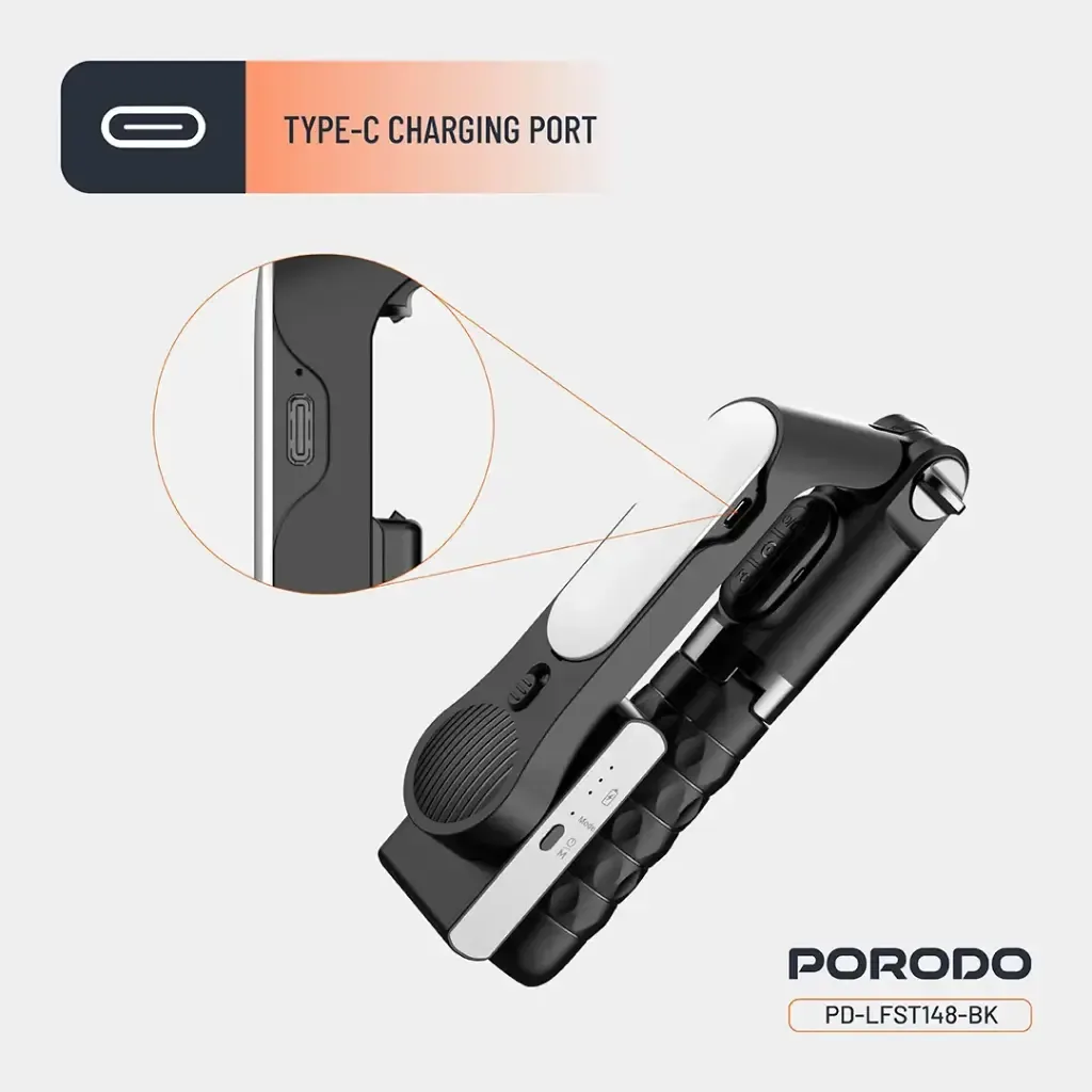 PORODO QuadBase Gimbal Stabilizer Detachable Fill Light Black LFS148 – Professional Smartphone Gimbal — image 3