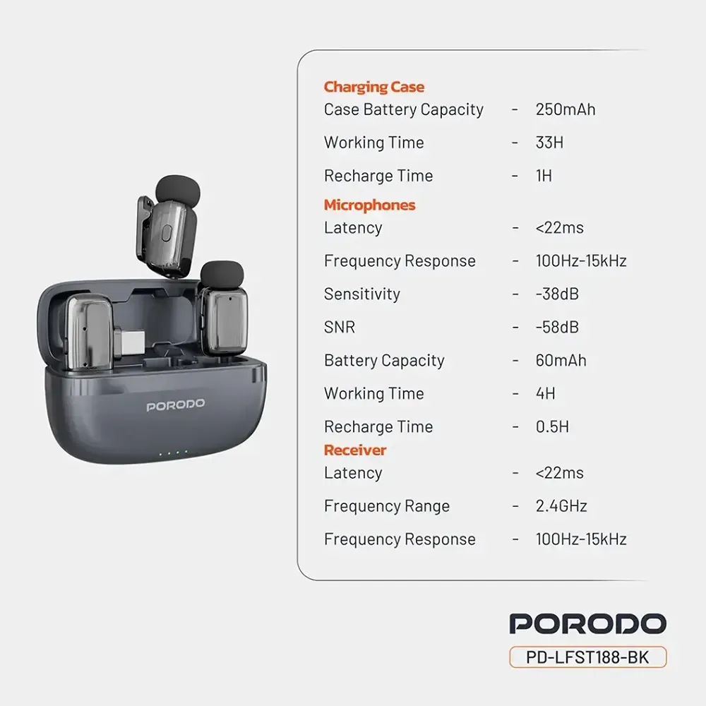 Prodo Microphone 60MAH Type-c Port Black — image 2