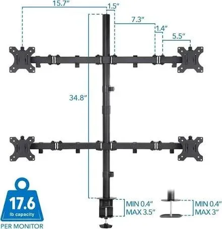 Skill Tech Dual LED Table Monitor Stand Long for 13–32 Inch Monitors — image 1