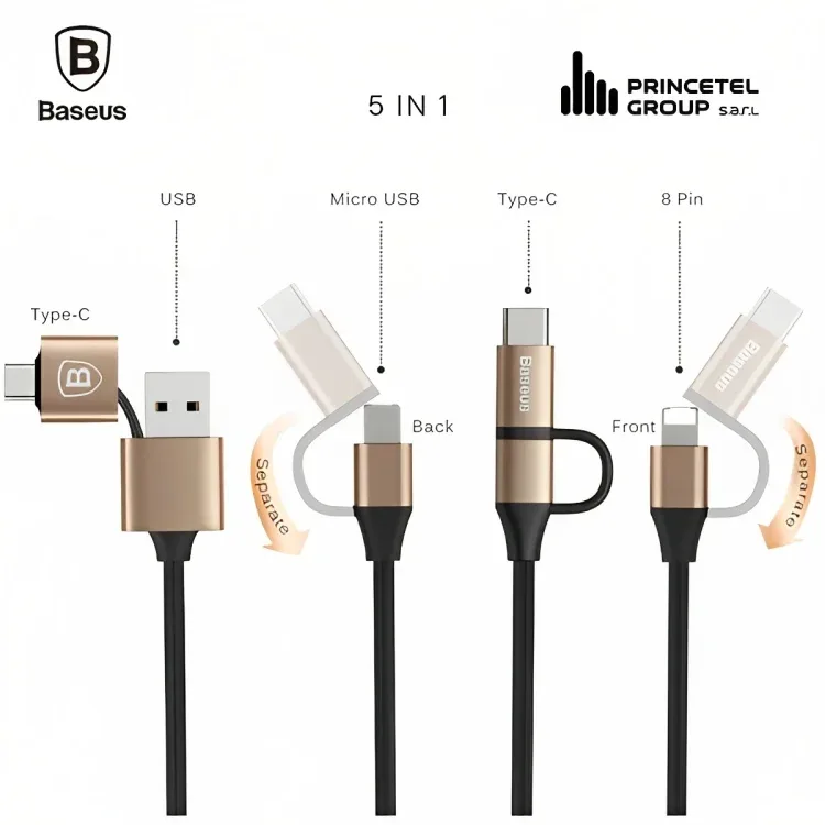 Baseus 5-1 Multifunctional Cable Gold 5 In 1 Cable — image 3