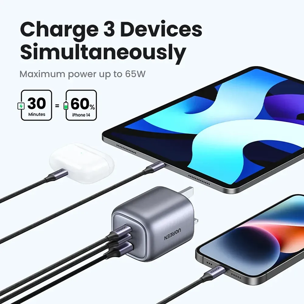 UGREEN Nexode S 65W 3-Port GaN Fast Charger UK — image 2