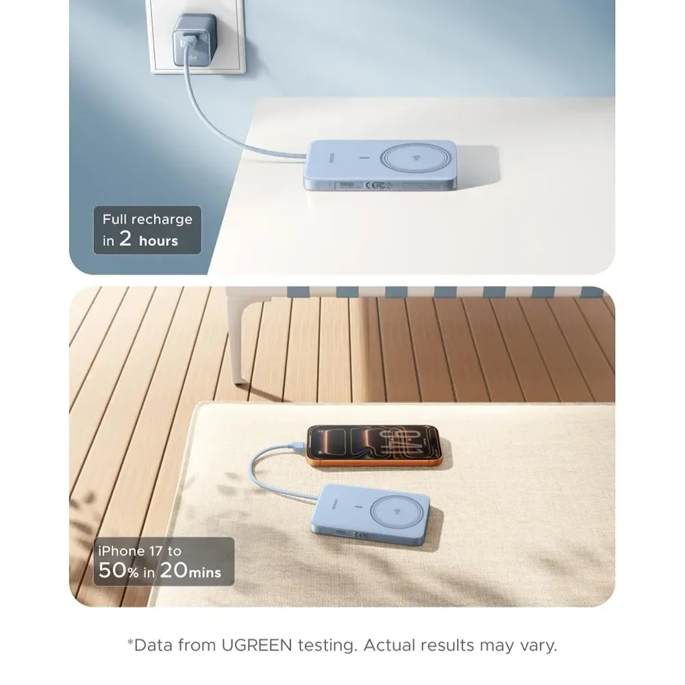UGREEN 10000mAh 30W Magnetic Wireless Power Bank with Built-in Cable — image 4