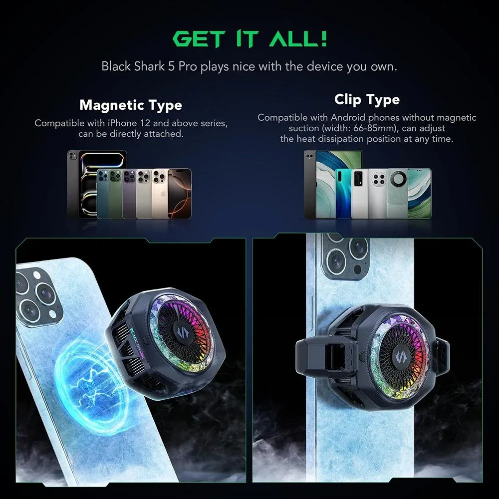 Black Shark FunCooler 5 Pro Magnetic Phone Cooler, 35W TEC Cooling, 45°C Temperature Drop, 18 RGB LEDs, App Control — image 3