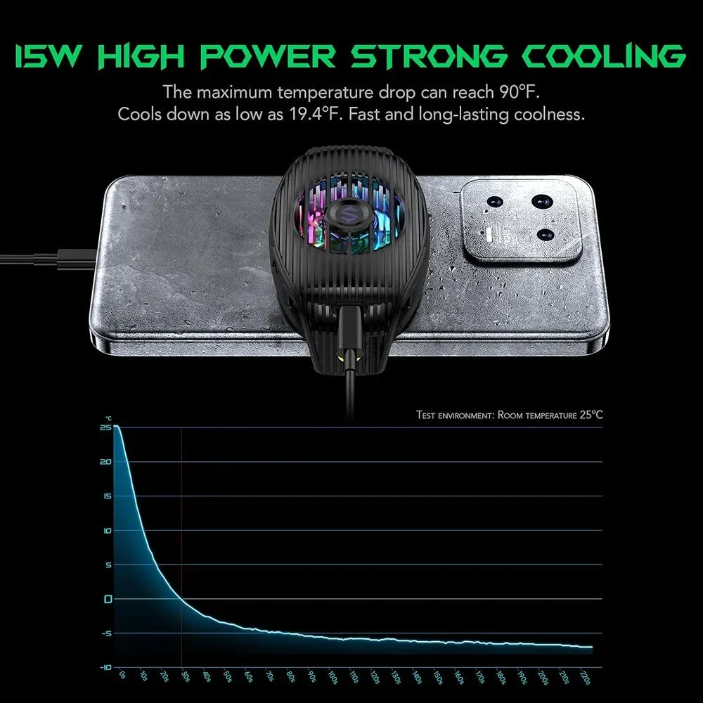 Black Shark FunCooler 5 Neo Magnetic Phone Cooler, 20W Peltier Cooling, 12N Magnetic Grip, One-Touch Silent/Max Modes — image 4