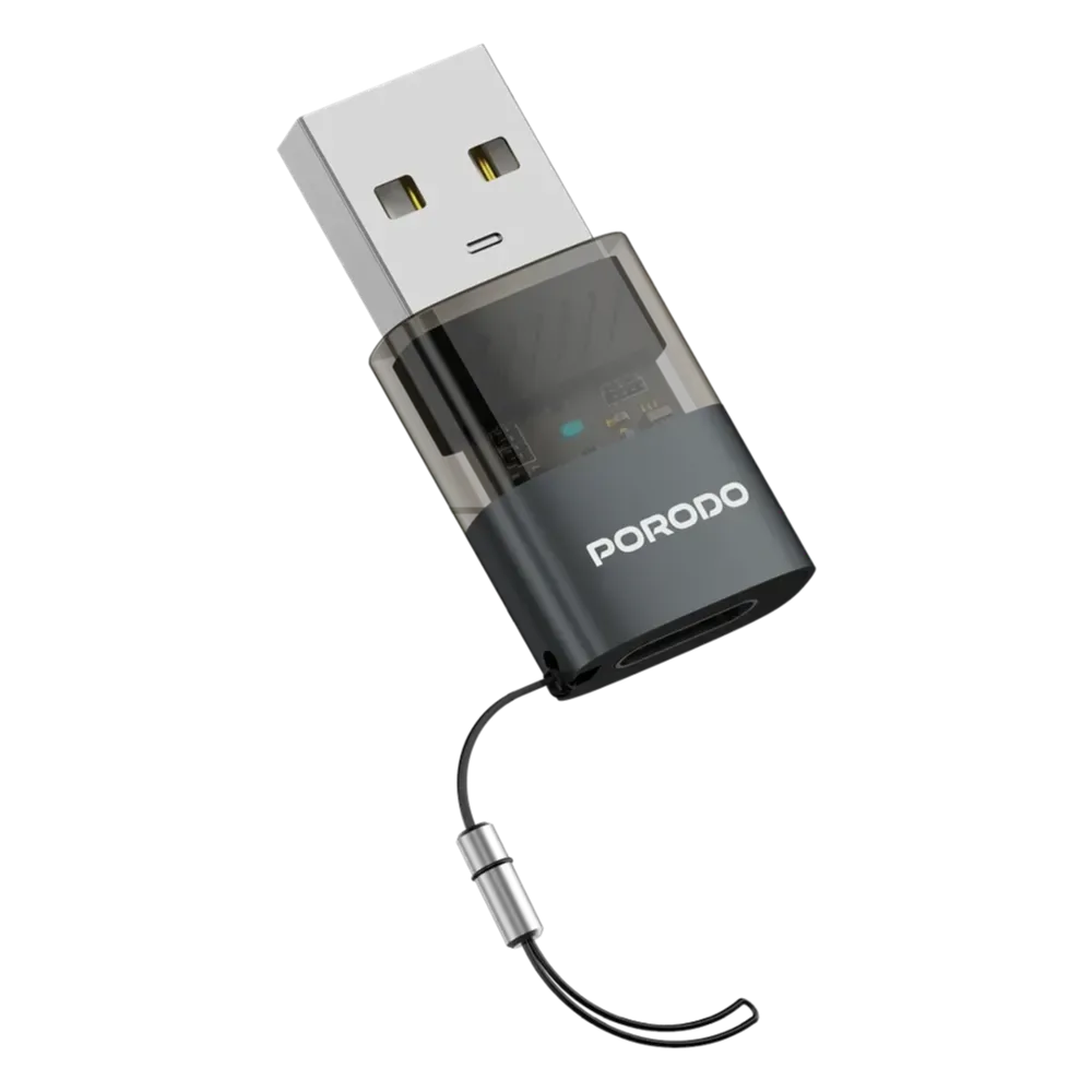 Porodo MiniLink Transparent OTG Adapter USB-C to USB-A 480Mbps — image 1
