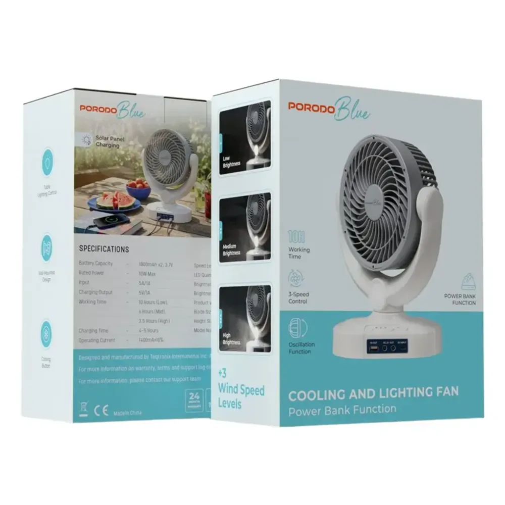 Porodo Blue Cooling and Lighting Fan with Power Bank Function — image 2