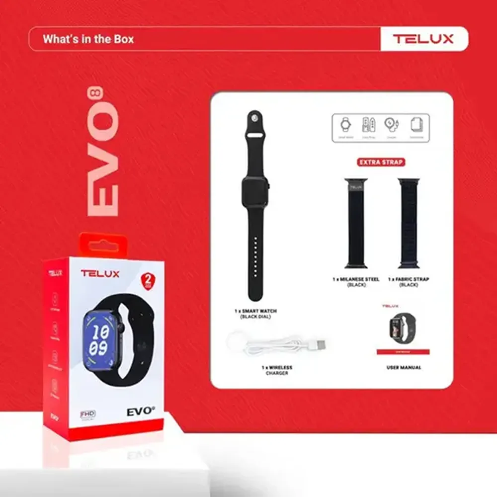 TELUX EVO 8 Smart Calling Watch, 1.91" FHD Display, Bluetooth Calling, 100+ Sports Modes, Health Tracking, 230mAh Battery, IP67, Extra Strap | F1682 — image 3