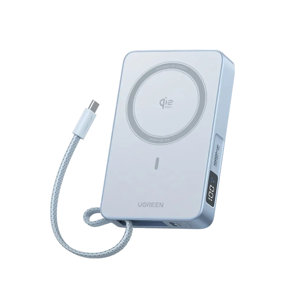 UGREEN 10000mAh 30W Magnetic Wireless Power Bank with Built-in Cable — image 1