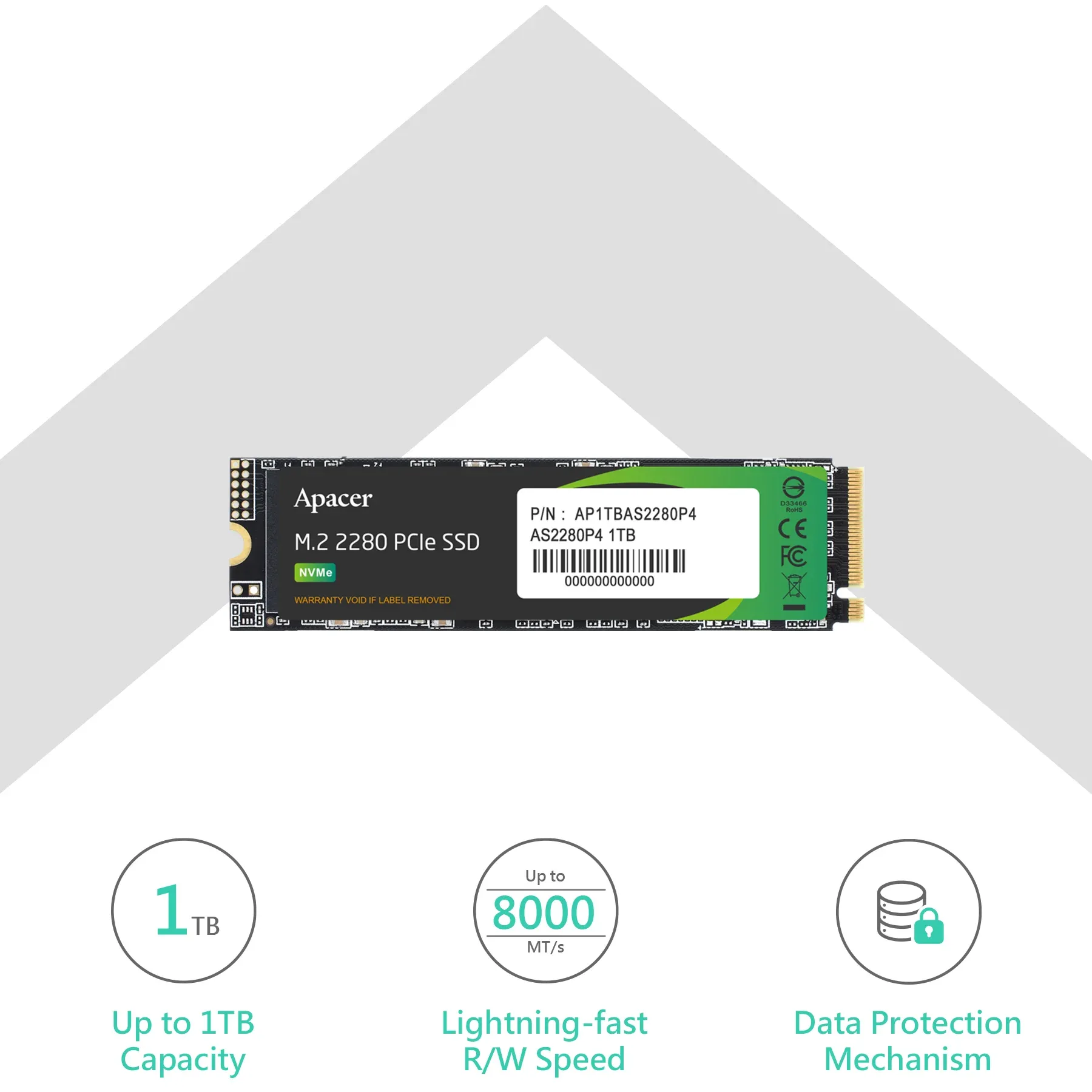Apacer AS2280P4 M.2 PCIe Gen3 x4 SSD – 256GB–1TB — image 2