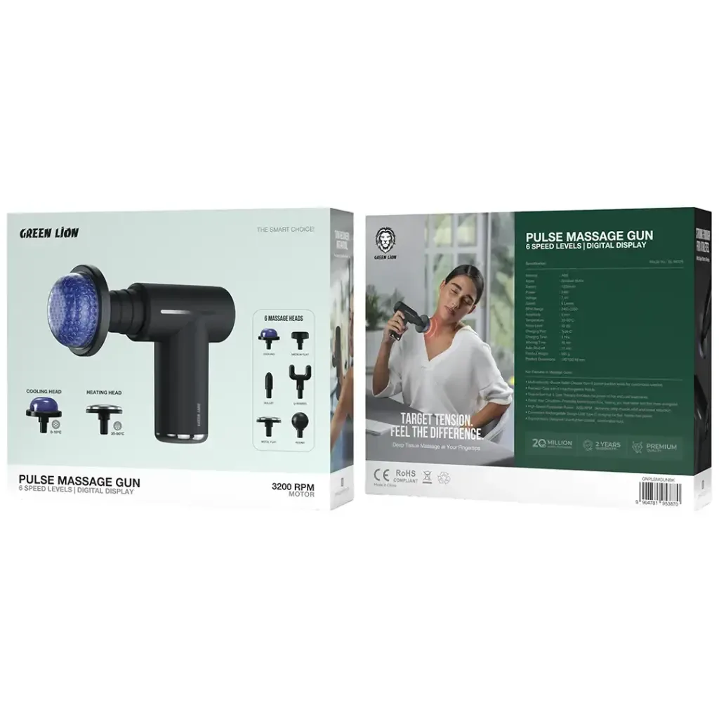Green Lion Pulse 3200 RPM Massage Gun GL-MG26 – Powerful Deep Tissue Massager — image 3
